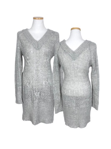 light grey see-through knit dress