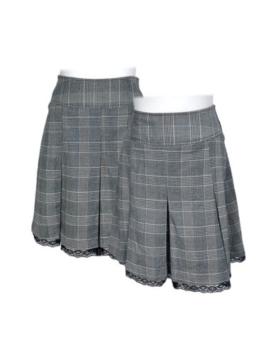 glitter check box pleats skirt