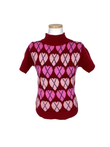 heart argyle mock-neck knit