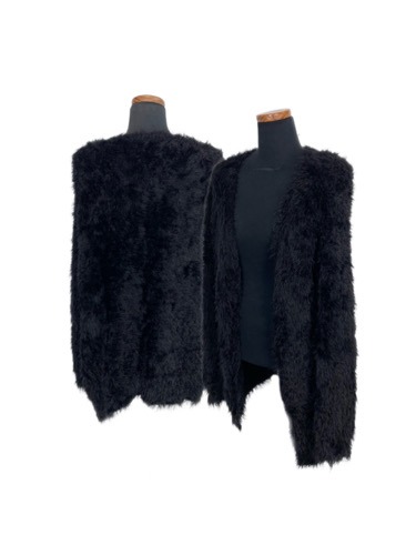 black fur knit cardigan