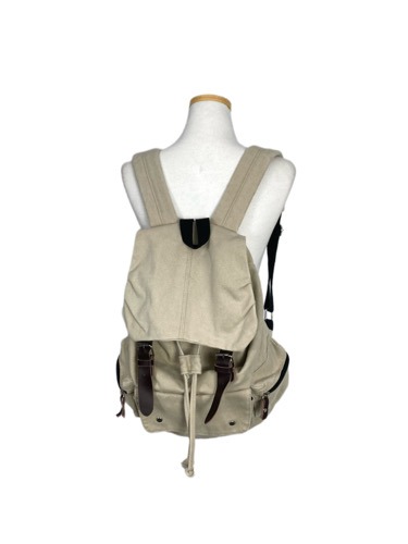 beige string strap backpack
