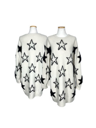 hairy star pattern knit dress