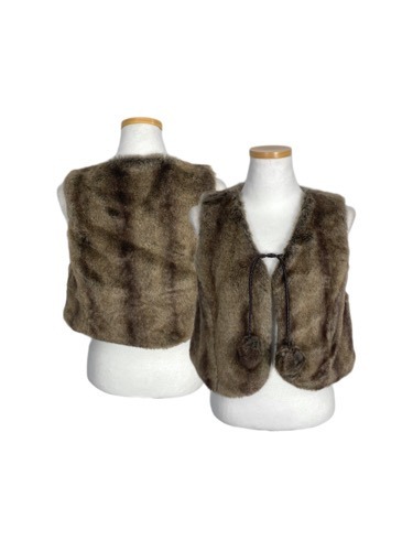 brown fur pompom vest