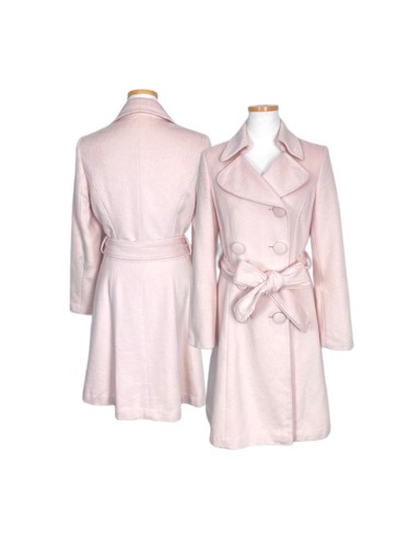 pink belted double coat