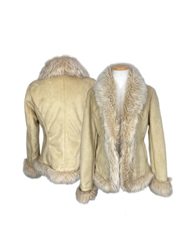 light beige fur shearing jacket