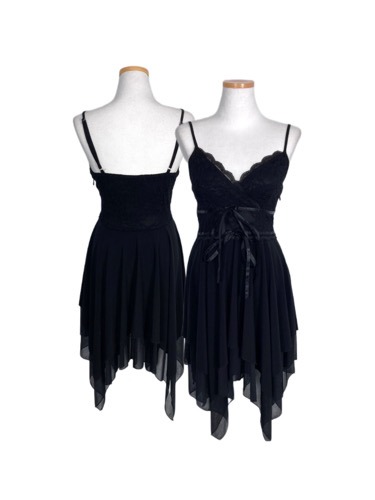 black lace ribbon dress