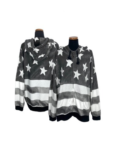 grunge washed american flag hood zip-up