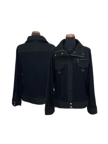 D-ring point ribbed zip-up jacket