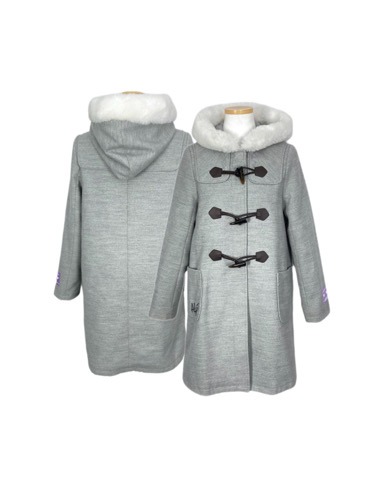 grey fur hood duffle coat