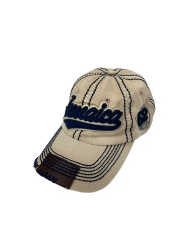 washed beige embroiery cap