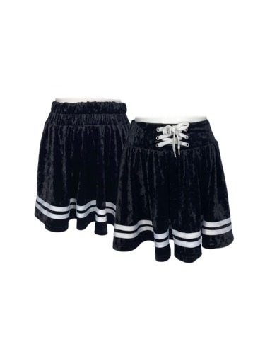 black velvet lace-up tennis skirt