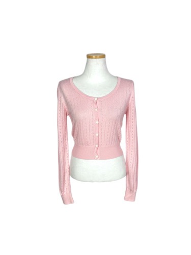 pink knit crop cardigan