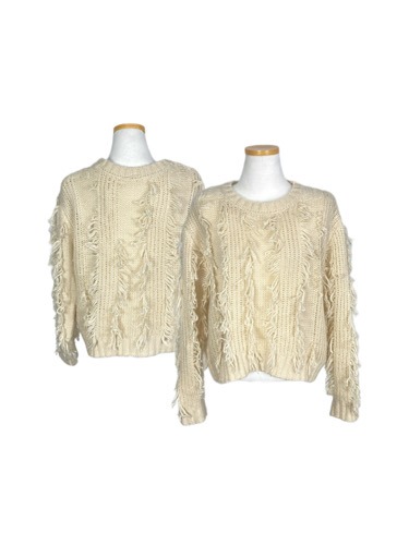 D.I.A light beige fringe crop knit