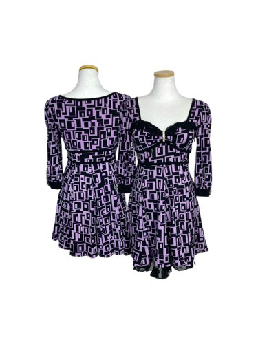 CECIL MCBEE y2k violet pattern dress