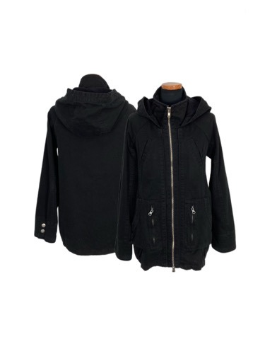 black hood zip-up jacket