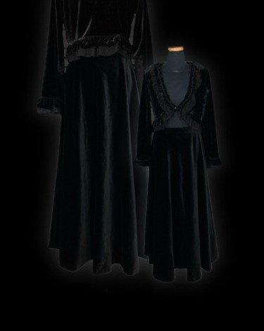 black velvet long flare skirt