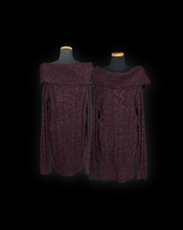burgandy off-shoulder knit dress