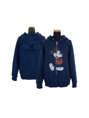 grunge mickey mouse navy hood zip-up