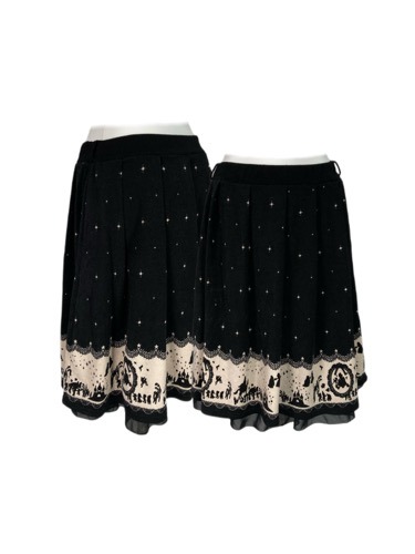 antique pattern box pleats skirt
