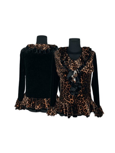 leopard velvet frill blouse