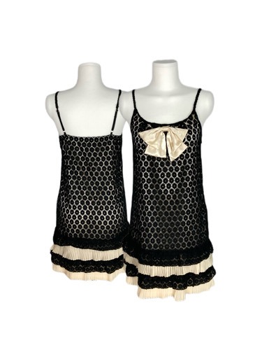 patterned lace ribbon dress