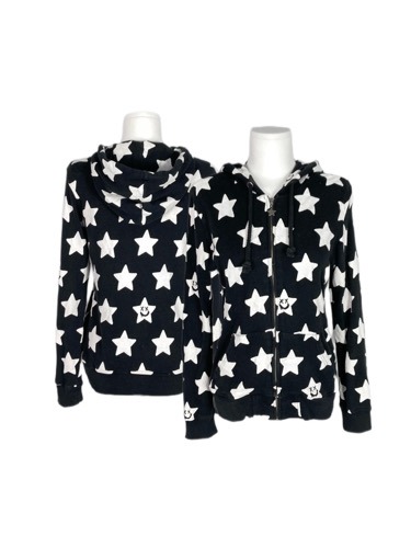 kitschy star pattern hood zip-up