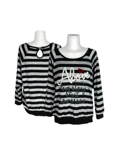 stripe lettering knit t-shirt