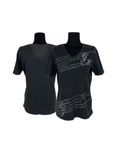 embroidery lettering v-neck t-shirt