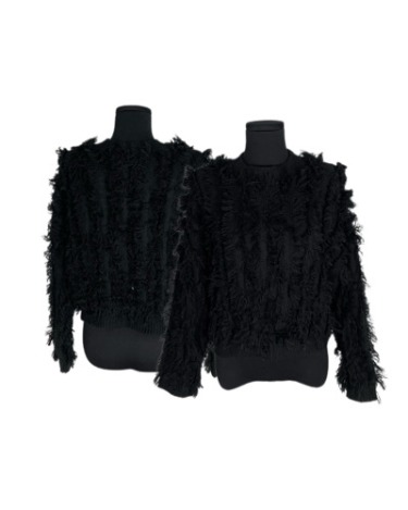 black fringe boxy crop knit