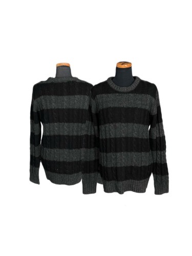 charcoal stripe cable knit