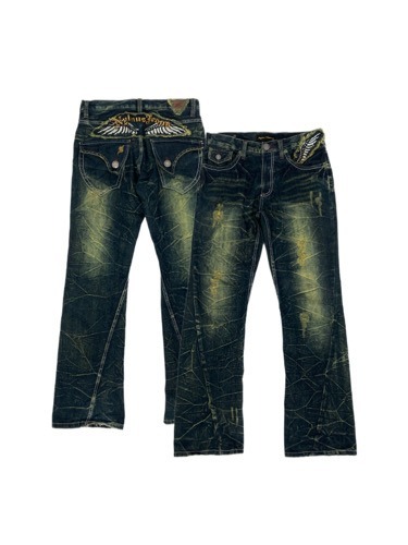 wing embroidery twisted jean