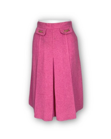 hot pink tweed pleats skirt