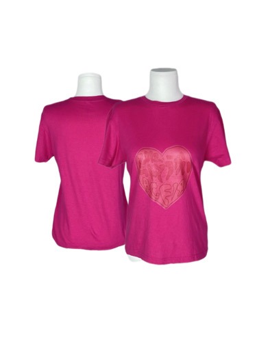 hot pink heart printing t-shirt