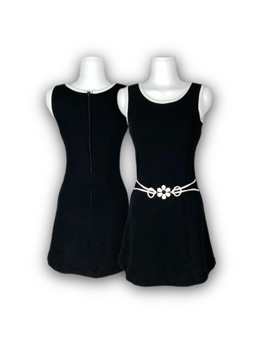 flower belt black mash dress