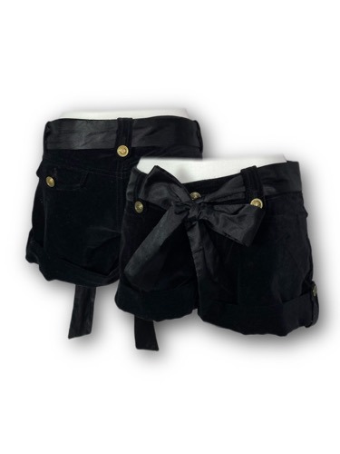 belted ribbon black velvet pants