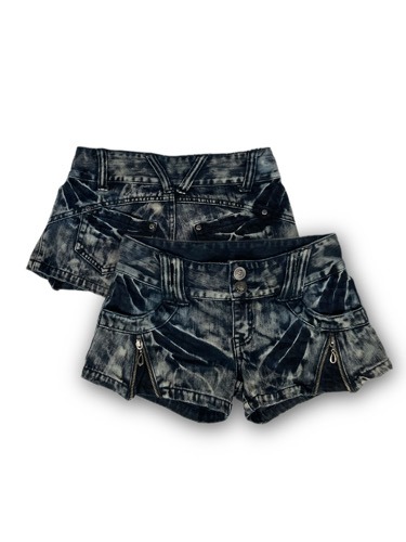 dark washing zipper denim shorts