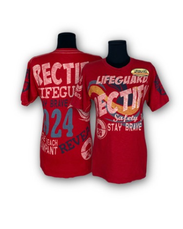 logo patch printing red t-shirt