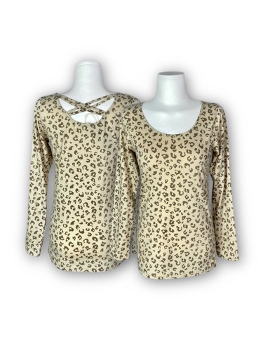 leopard cubic cross neck t-shirt