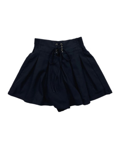 navy lace-up skirt pants