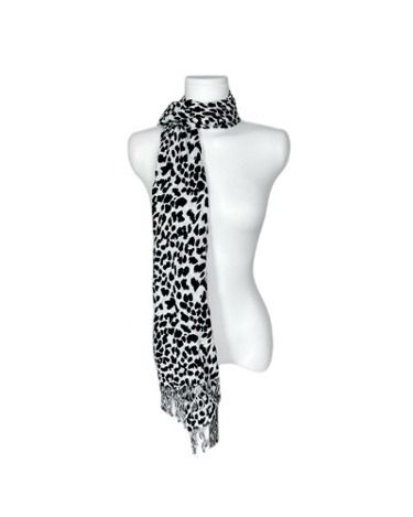 blackwhite pattern fringe scarf