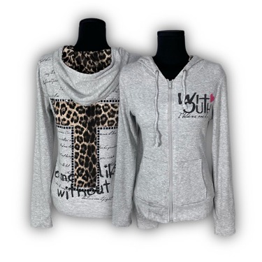 leopard punk cross hood zip-up