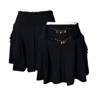 blakc lace chain button skirt