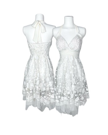 white flower lace halter dress