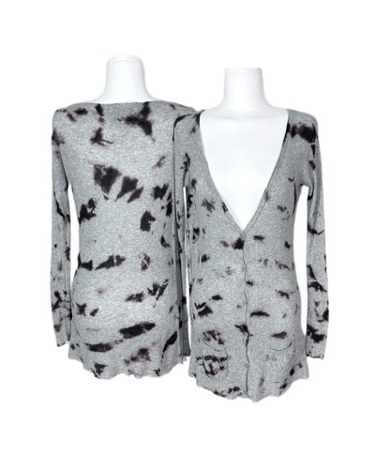 bleach patterned ribbed cardigan