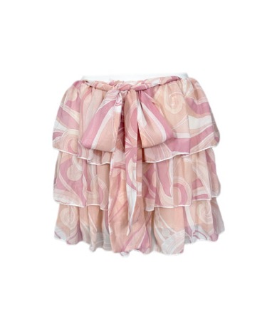 CECIL MCBEE coral pink chiffon tired skirt