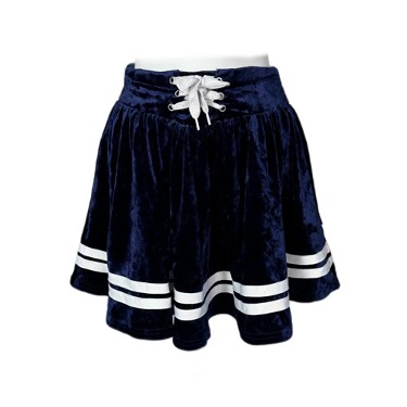 navy velvet lace-up skirt