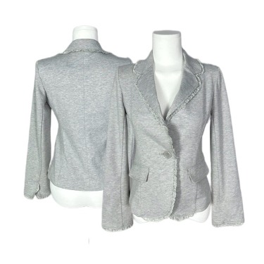 grey lace button blazer