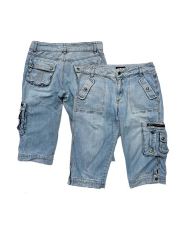 light denim cargo pocket shorts