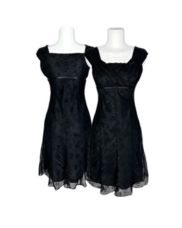 glitter stripe lace black dress