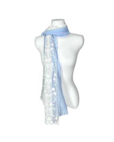 blue flower lace scarf